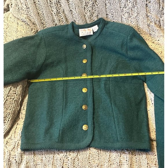 Vintage Tally Ho Designer Green Wool Button Down Sweater Woman's Size Small - Picture 5 of 10